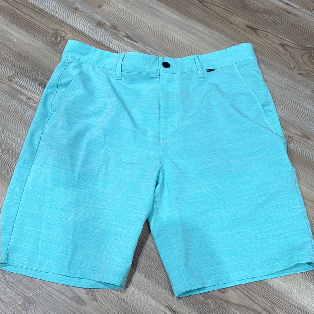 Hurley Blue Flat Front Shorts Casual Cotton Blend